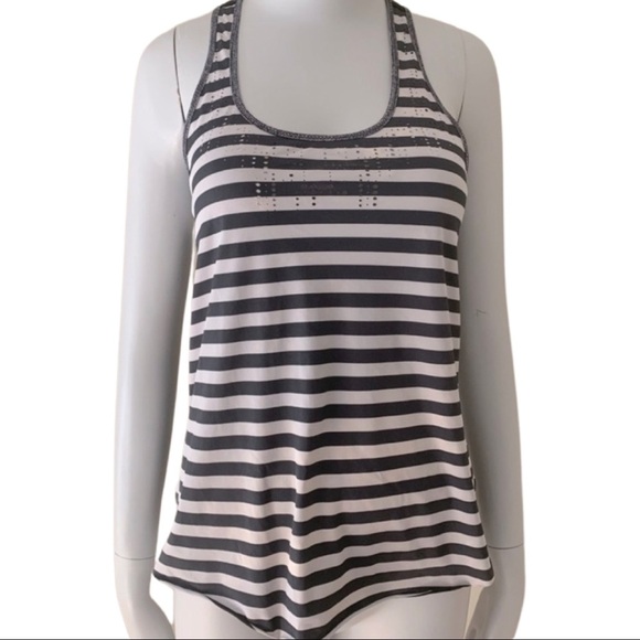 LULULEMON Water Bound Singlet Tank Top Apex Stripe Printed Black Dune Workout - Picture 6 of 15